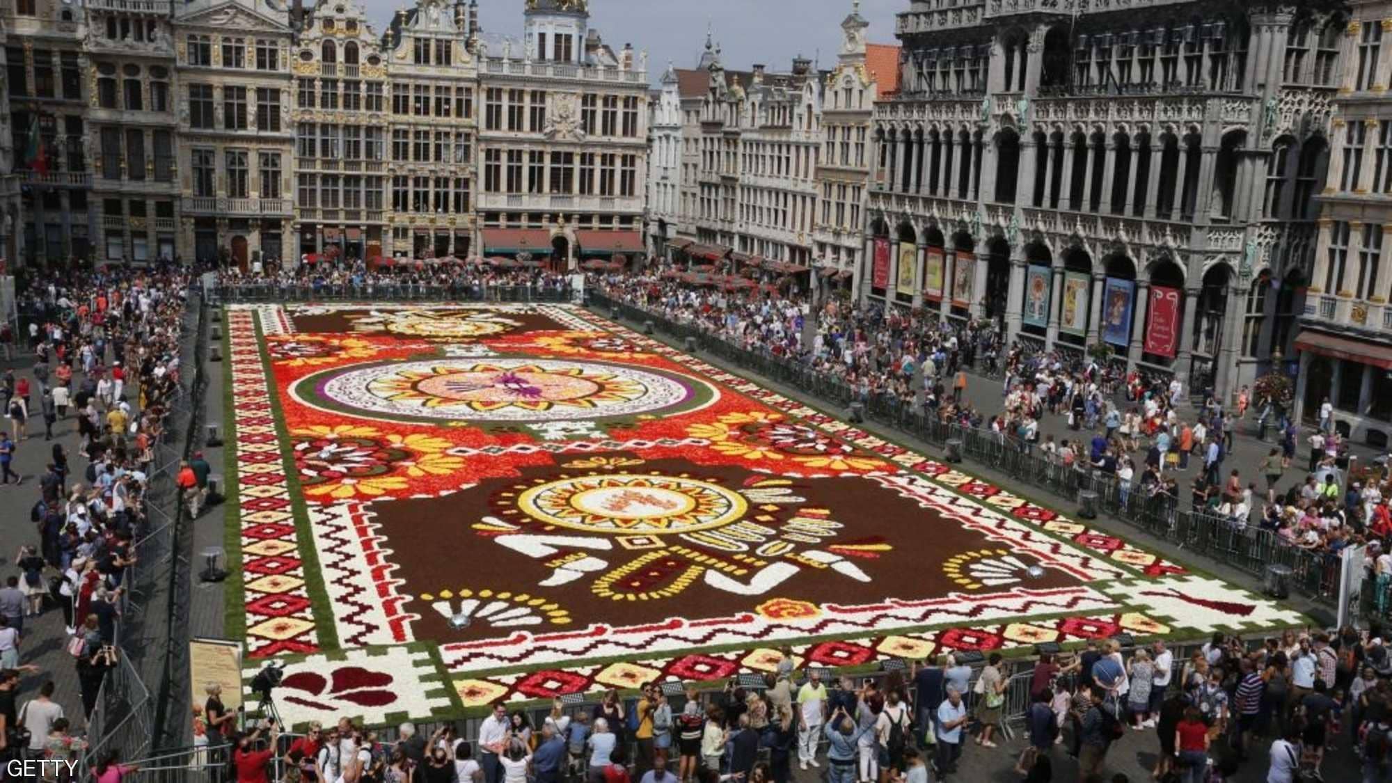 سجادة صنعت من نصف مليون زهرة في بلجيكا (صور)