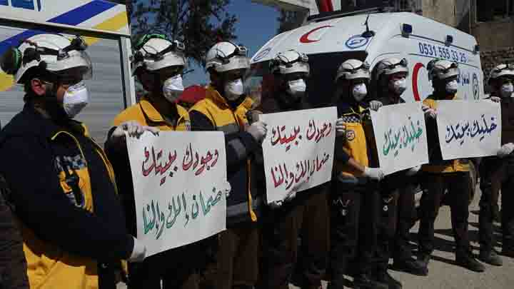 الدفاع المدني في مدينة الباب يطلق حملة توعوية للوقاية من انتشار فيروس كورونا