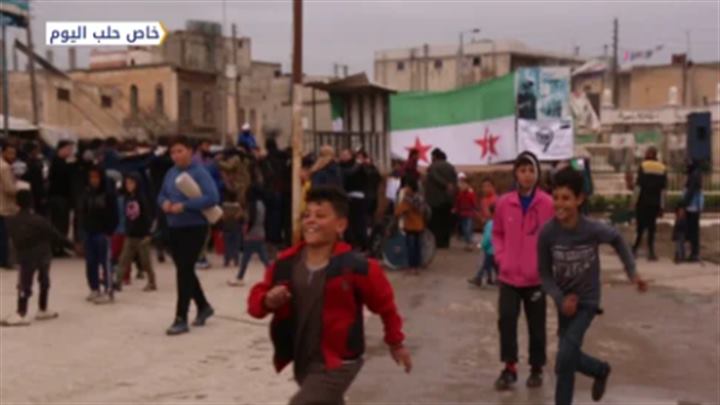 مظاهرة في مدينة جرابلس في الذكرى التاسعة لإنطلاق الثورة السورية