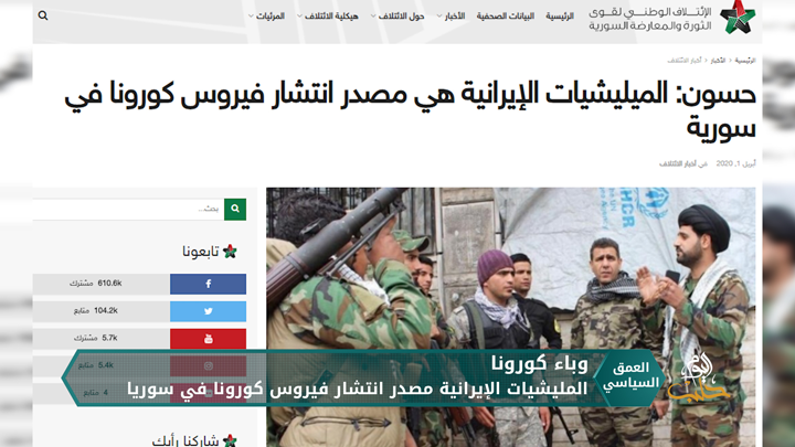 المليشيات الإيرانية المصدر الرئيسي لفيروس كورونا في سوريا