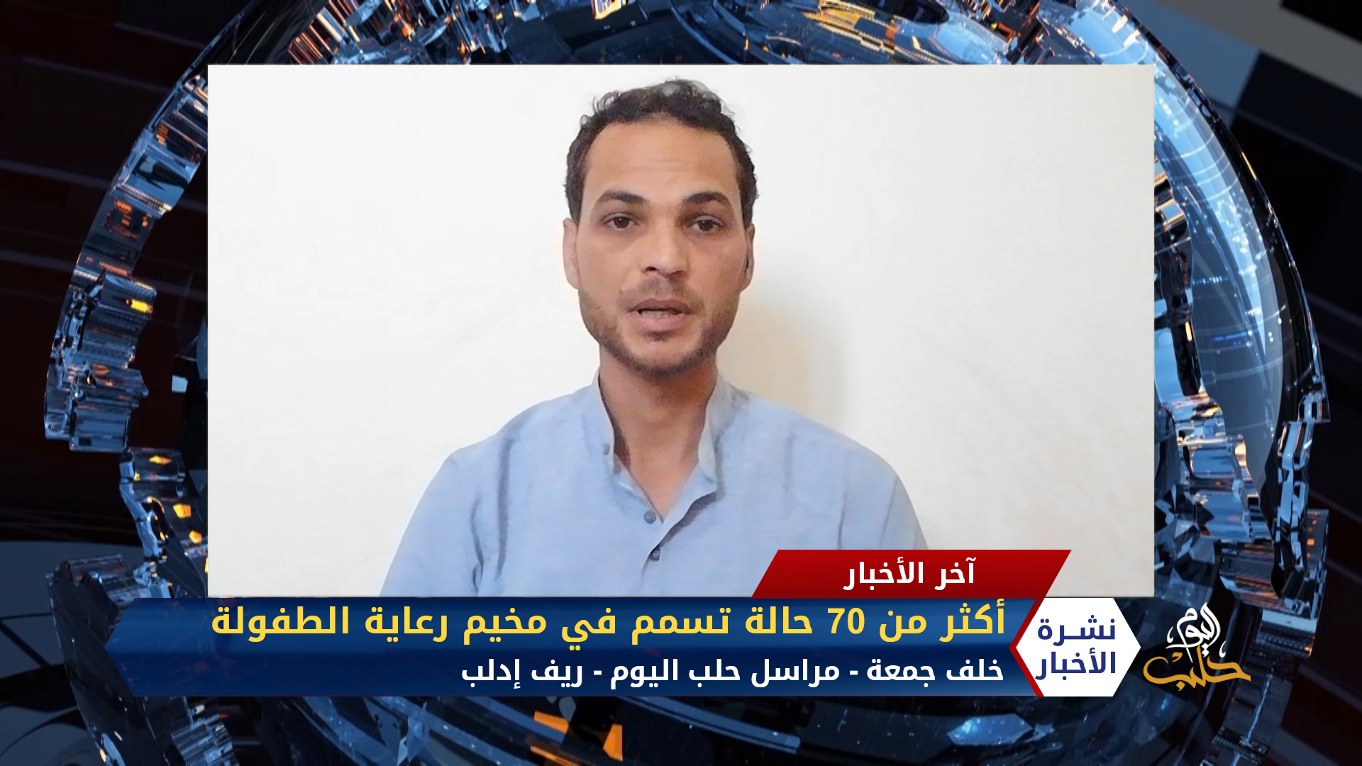 مداخلة مراسل حلب اليوم خلف جمعة – أكثر من 70 حالة تسمم في مخيم رعاية الطفولة