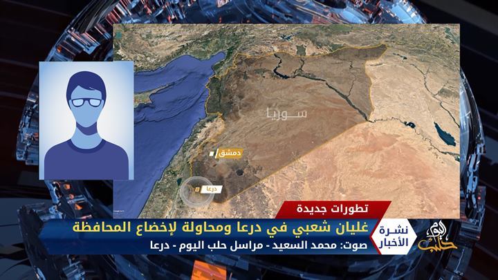 مداخلة مراسل حلب اليوم محمد السعيد – غليان شعبي في درعا ومحاولة لإخضاع المحافظة