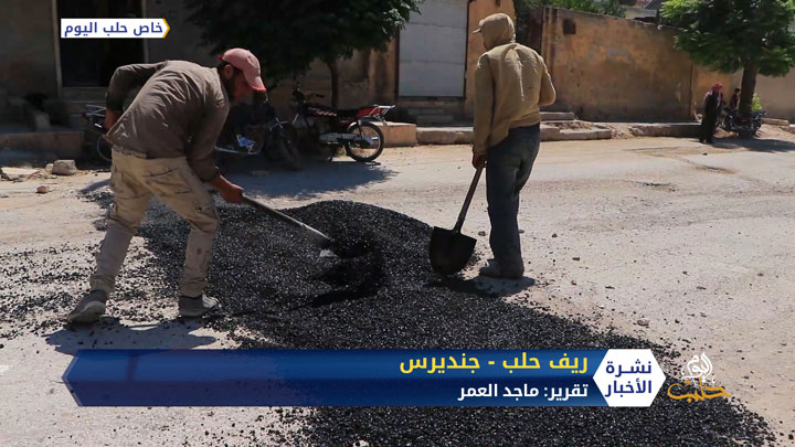 قبل قدوم فصل الشتاء.. محلي جنديرس يطلق مشروعا لترميم طرقات المدينة