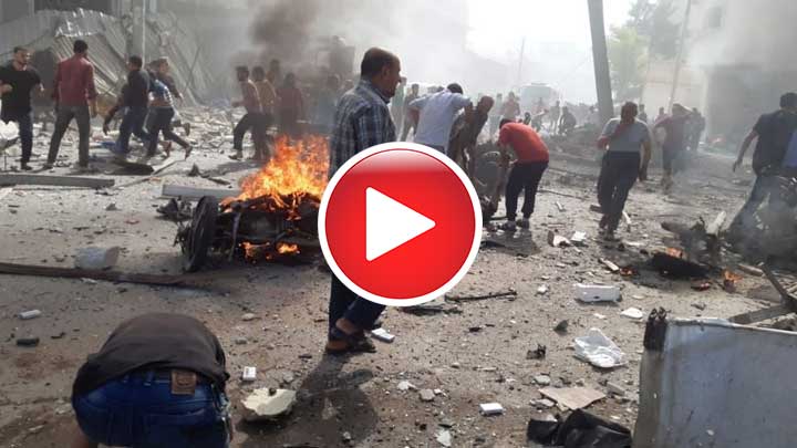 عشرات القتلى والجرحى بانفجار ضخم ضرب مدينة الباب بريف حلب “فيديو”