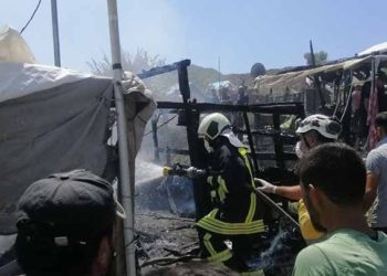 احتراق ست خيام للمهجرين غربي إدلب