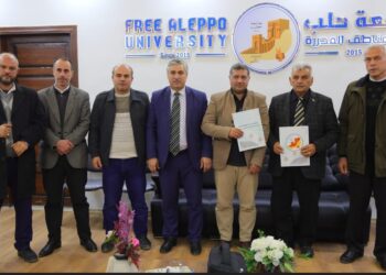 من توقيع مذكرة التفاهم بين حلب اليوم وجامعة حلب الحرة