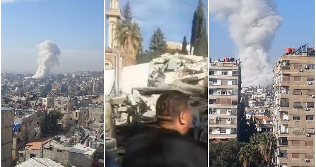 صور من القصف الإسرائيلي على حي مزة فيلات غربية