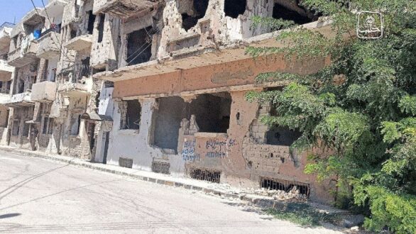 أحد الأحياء المدمرة بقصف الأسد لمدينة حمص - صورة أرشيفية