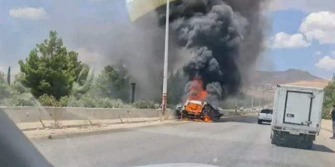 صورة متداولة لاستهداف ياسر قرنبش القيادي في حزب الله - سوريا